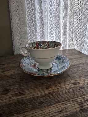Vintage Radfords Floral Pattern White Porcelain Teacup & Saucer Set